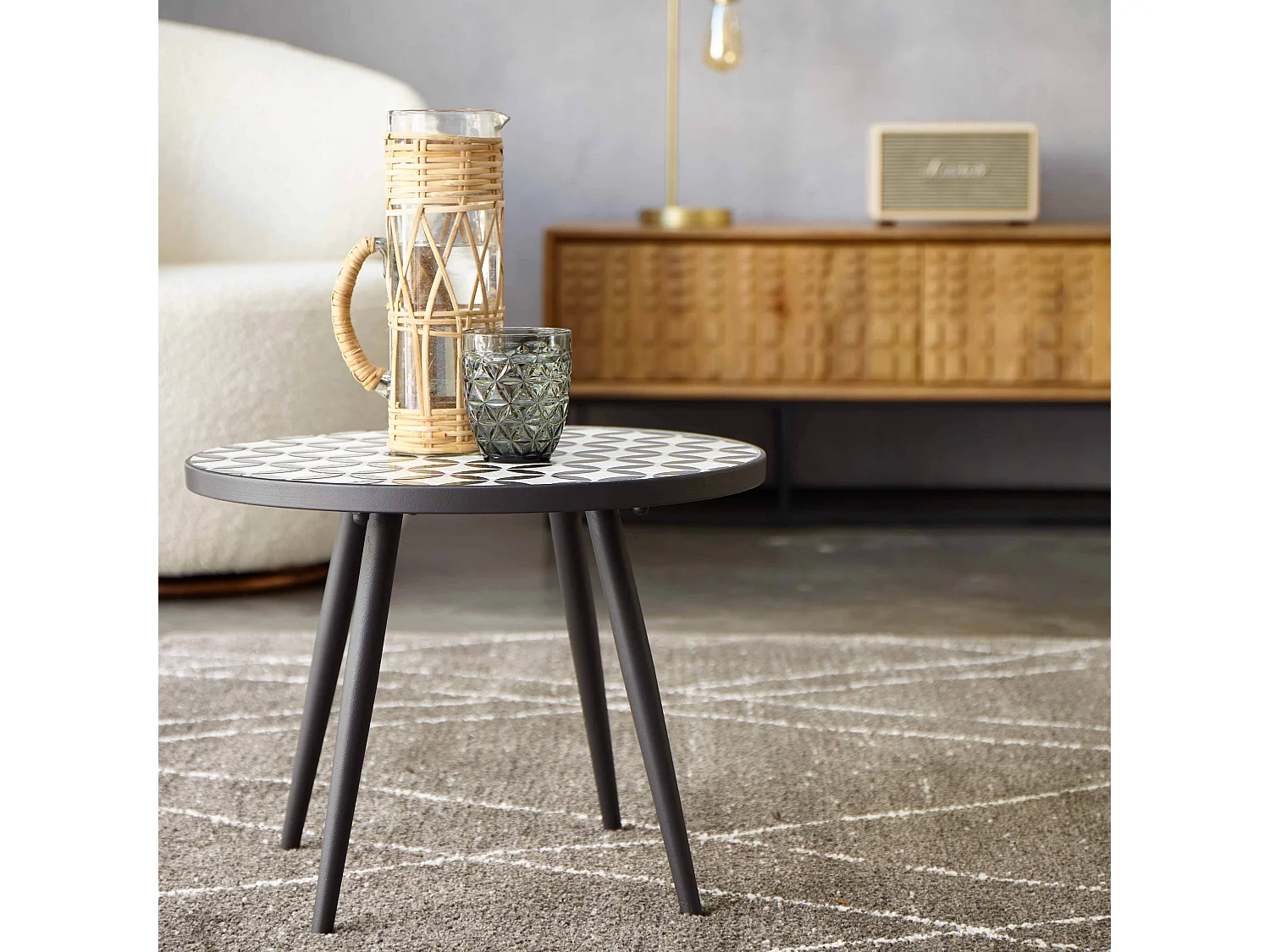 Table basse ronde motif mosaic en céramique - Tivoli