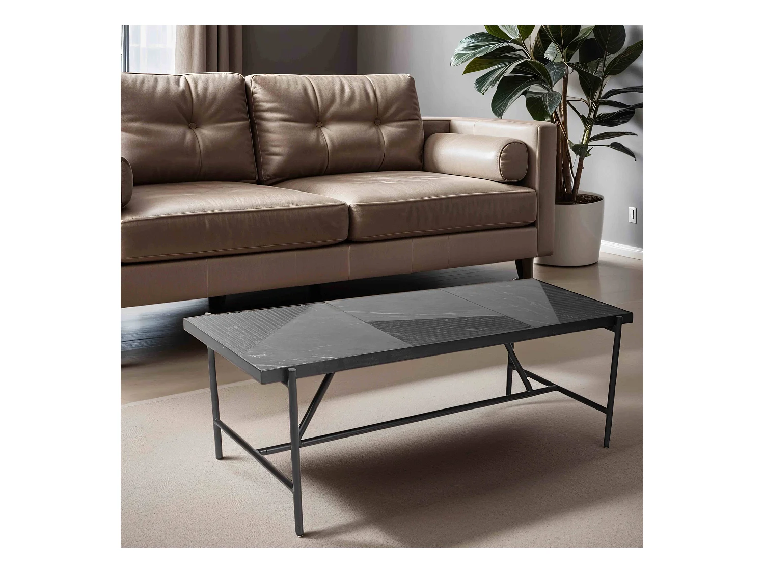 Table basse rectangulaire en marbre 120 cm noir