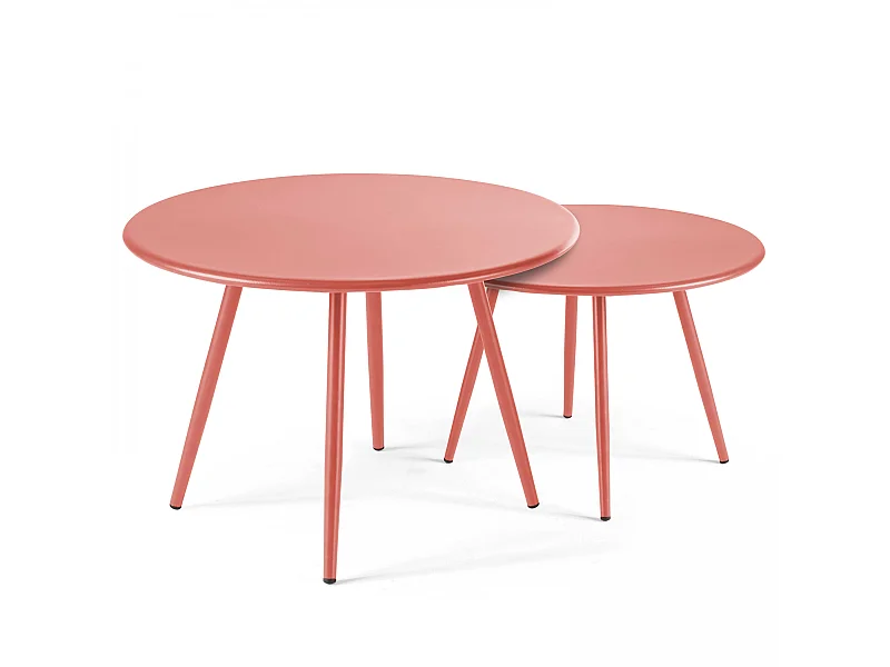 Lot de 2 tables basses ronde en acier argile 50 cm - Palavas