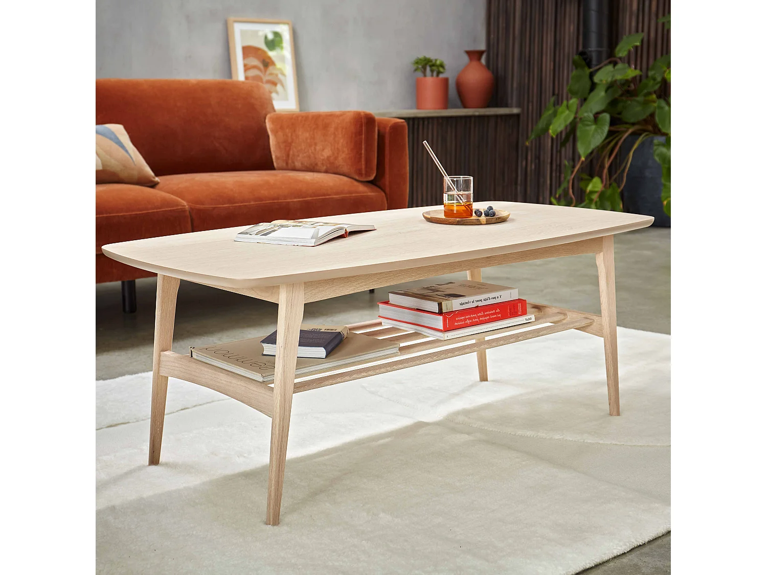 Table basse rectangulaire en chêne massif