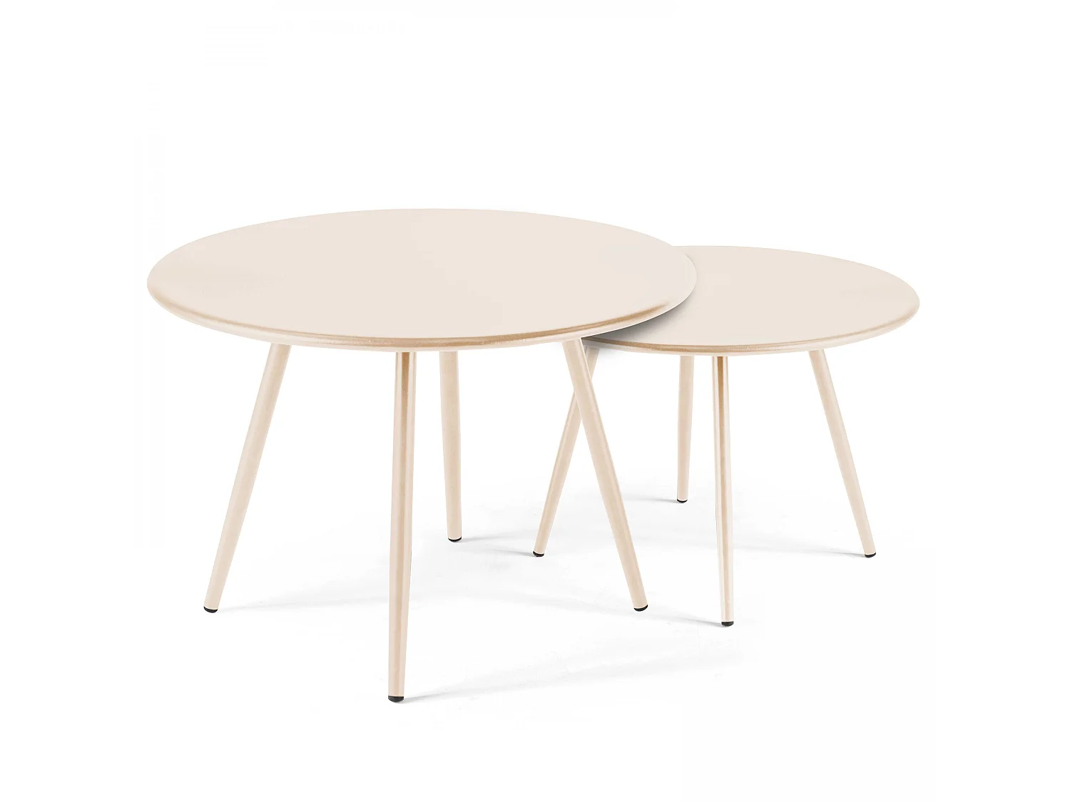Lot de 2 tables basses ronde en acier ivoire 50 cm - Palavas