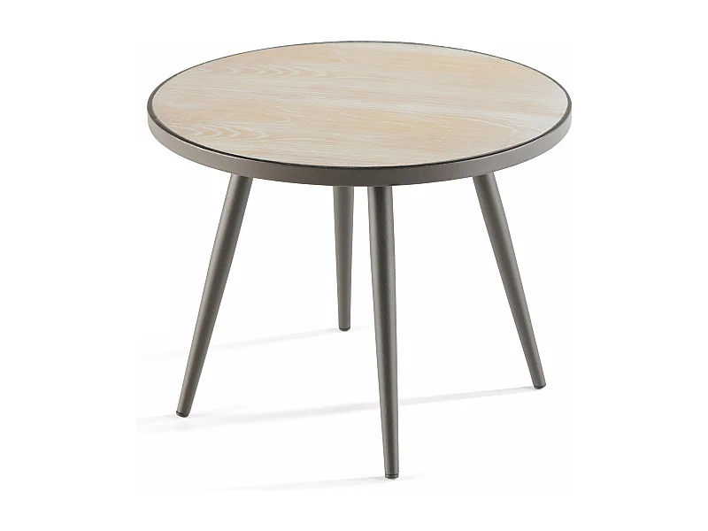 Ronde salontafel met houten imitatieblad