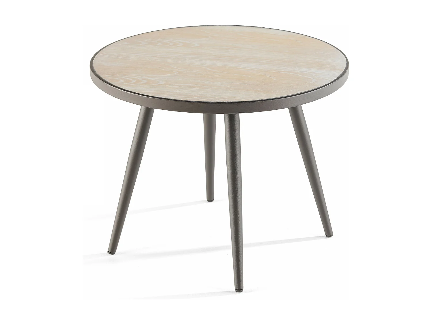 Table basse ronde avec plateau imitation bois - Tivoli