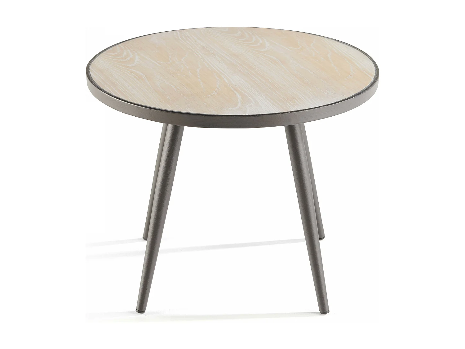 Table basse ronde avec plateau imitation bois - Tivoli