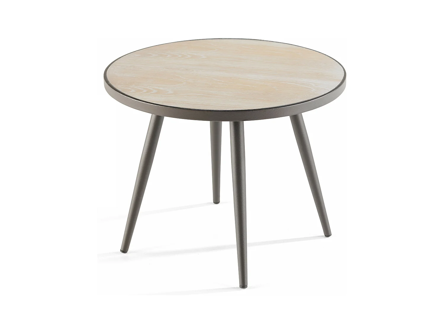 Table basse ronde avec plateau imitation bois - Tivoli