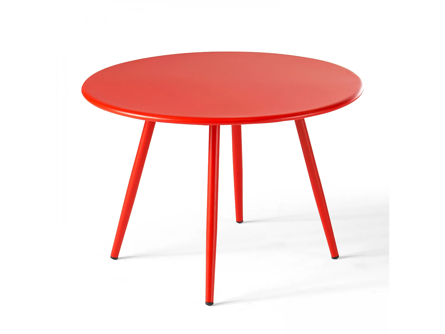 Ronde salontafel van rood metaal