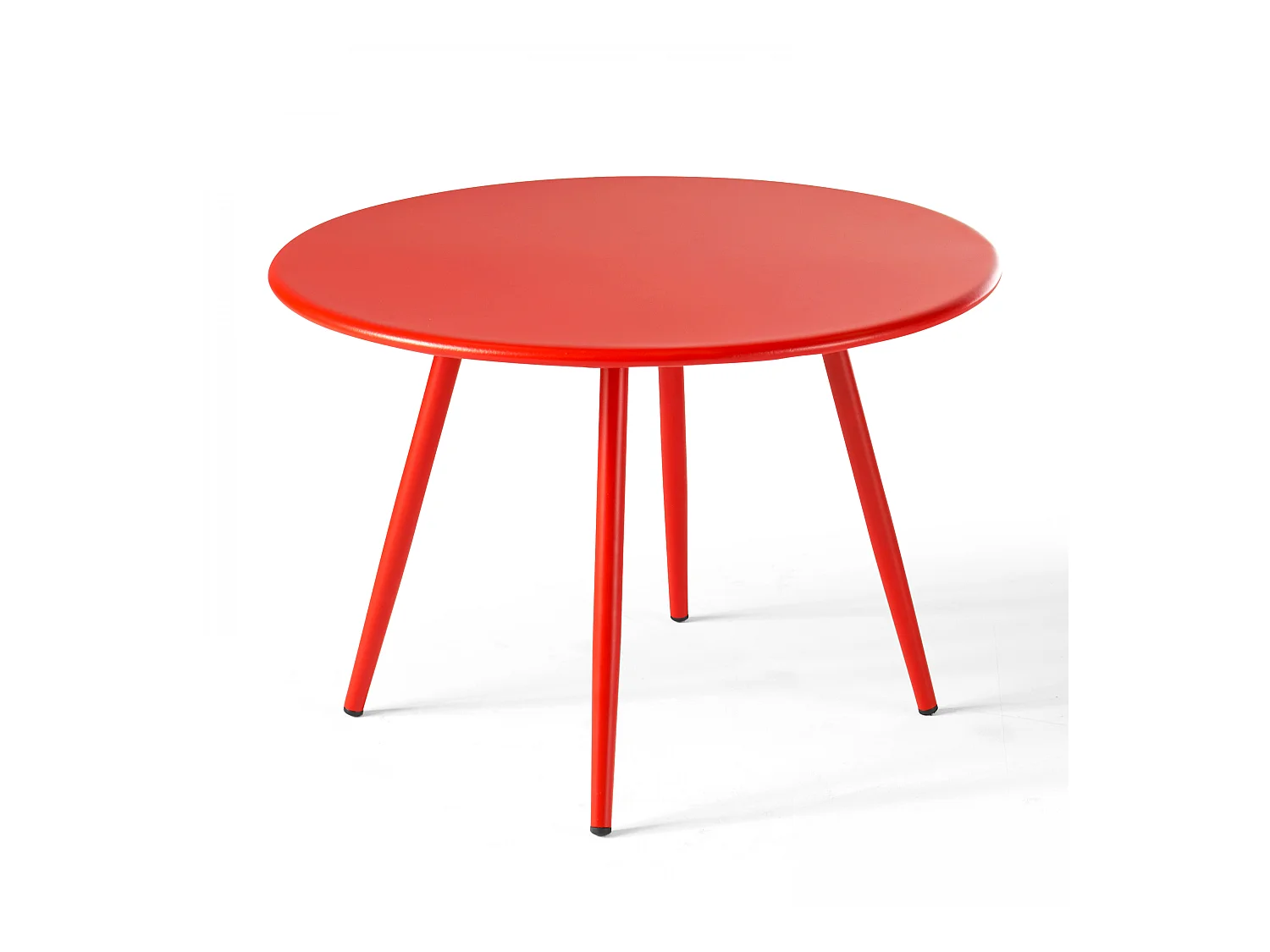 Ronde salontafel van rood metaal