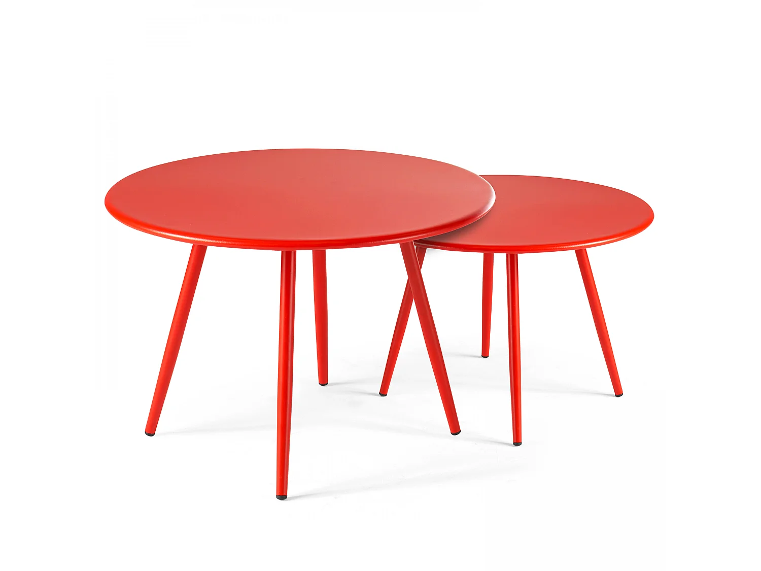Table basse ronde en métal rouge - Palavas
