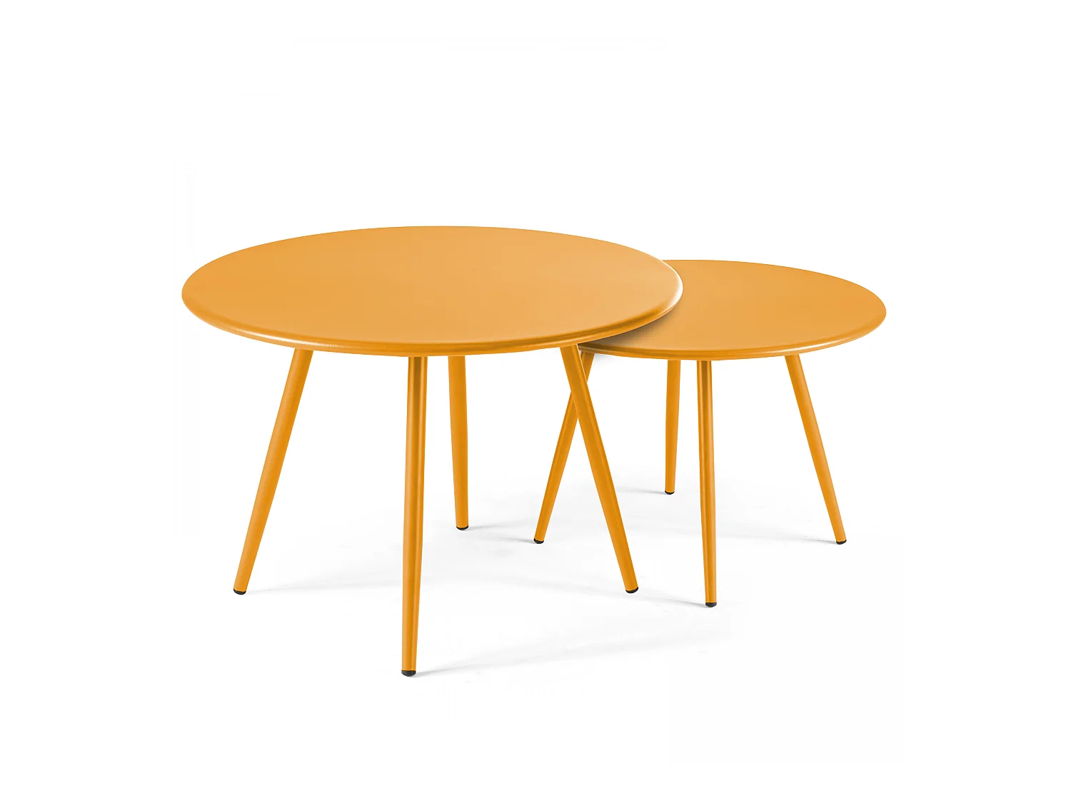 Lot de 2 tables basses ronde en acier jaune - Palavas