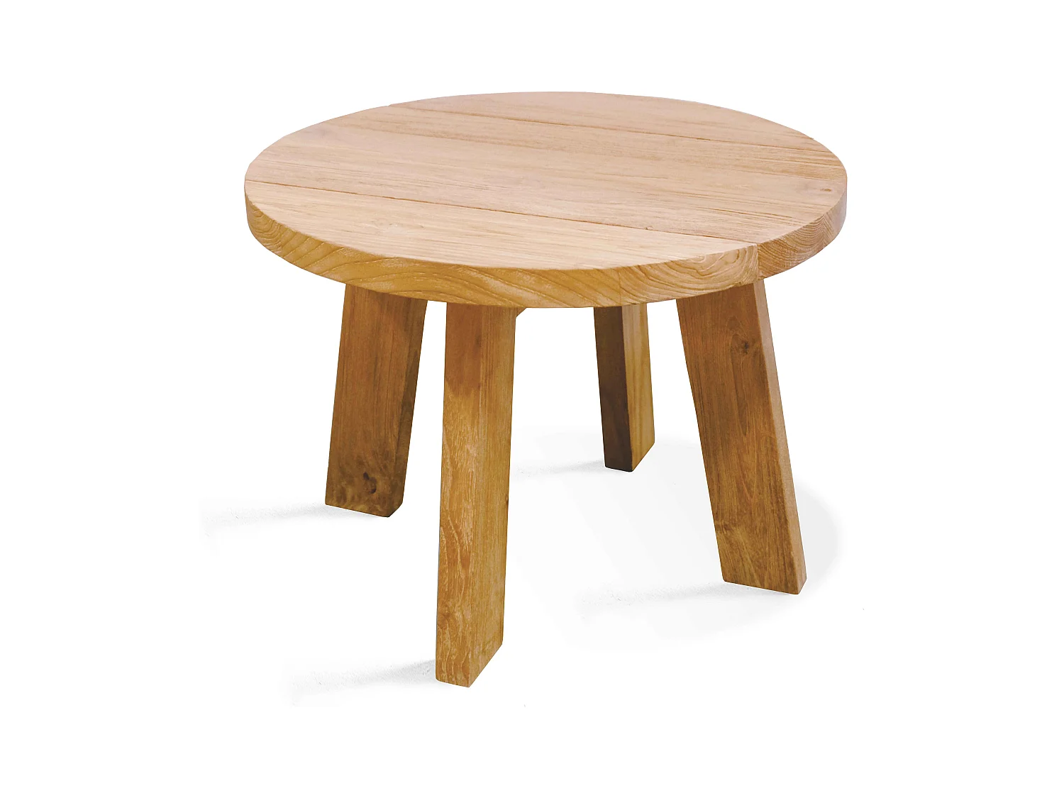 Table basse ronde en teck massif recyclé 50 cm