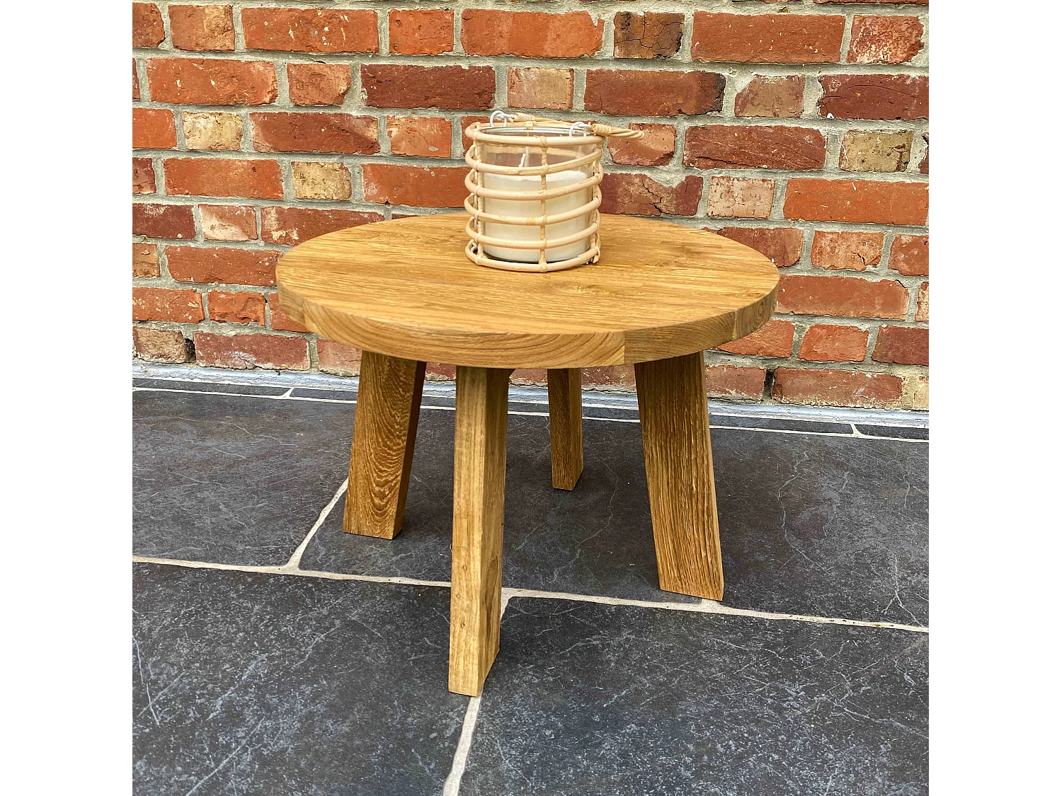 Ronde salontafel van gerecycled massief teakhout, 50 cm