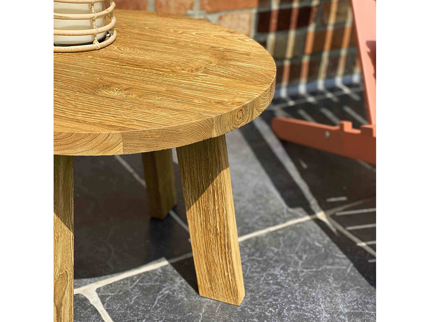 Ronde salontafel van gerecycled massief teakhout, 50 cm