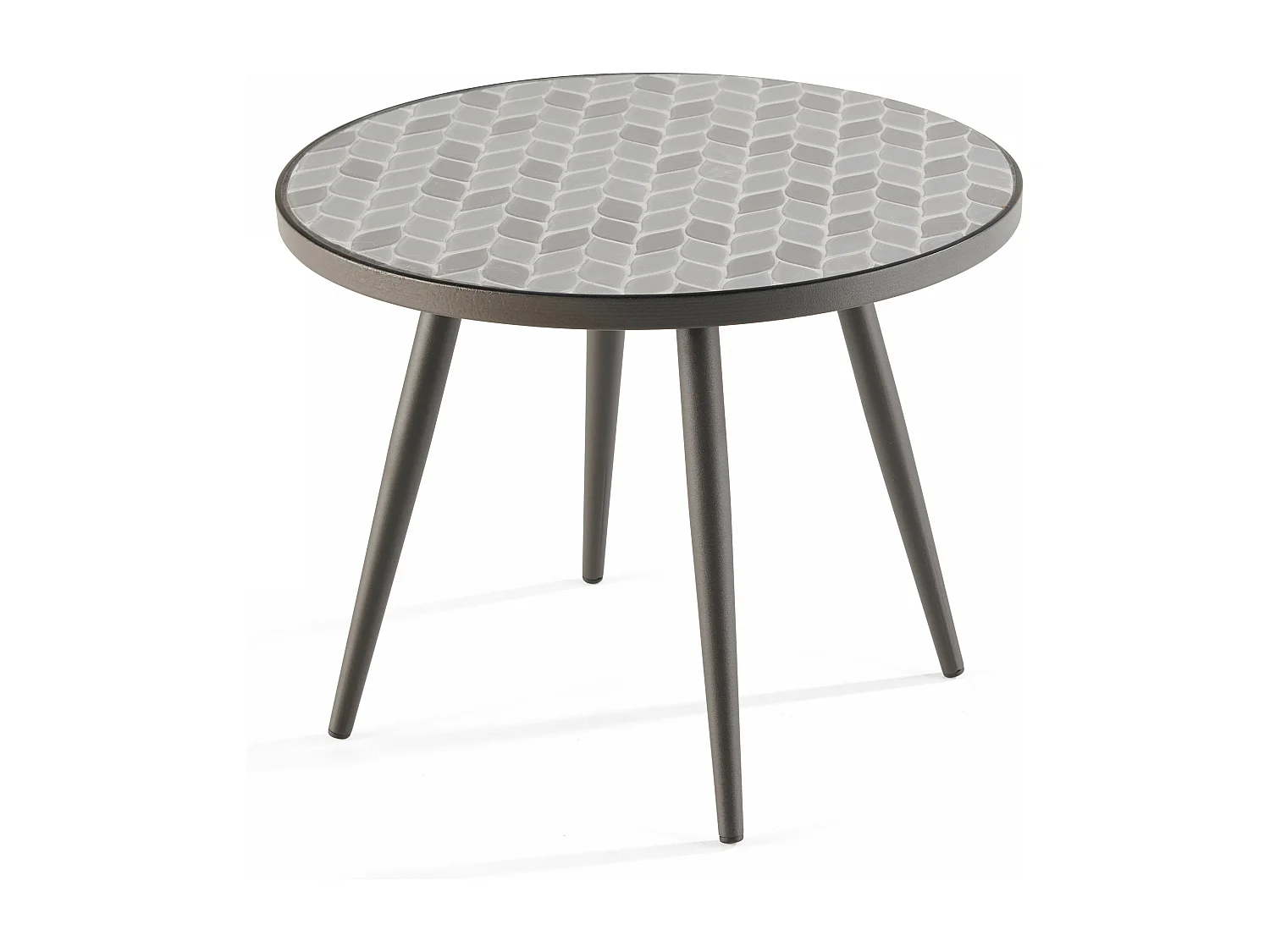 Ronde salontafel met keramisch patroon