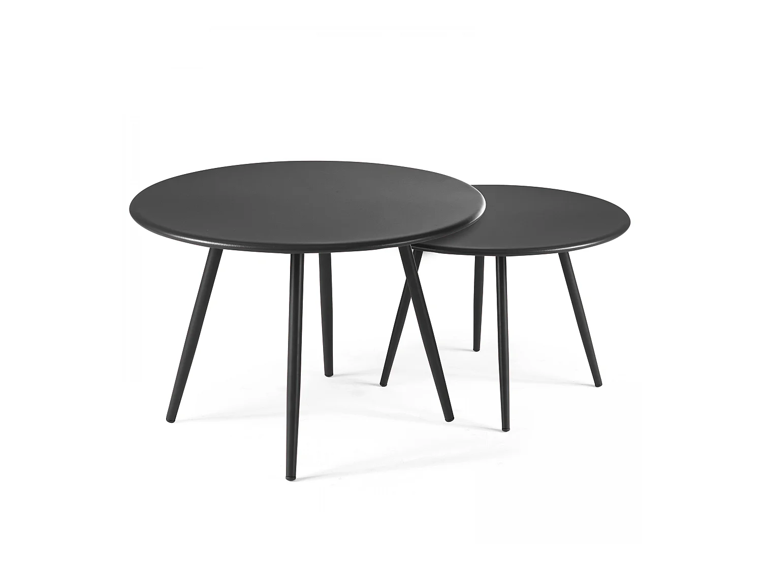 Lot de 2 tables basses ronde en acier anthracite - Palavas
