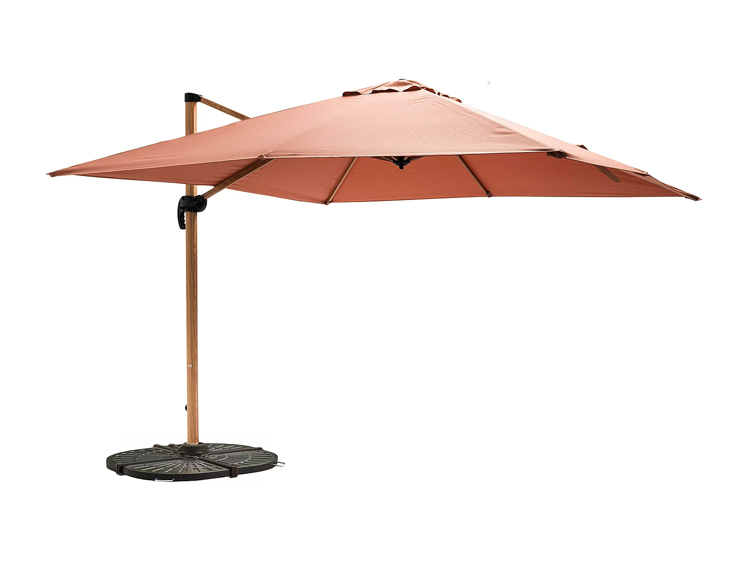 Parasol déporté 3x3m et 4 dalles lestées effet bois argile - Brescia