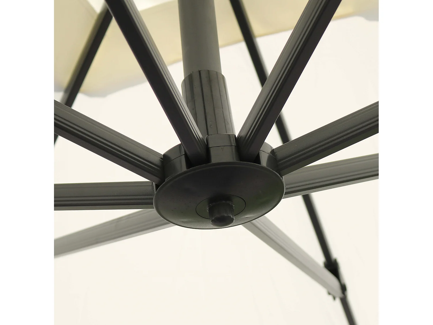 Parasol déporté rotatif 3x3m et 4 dalles lestées aluminium blanc - Malaga