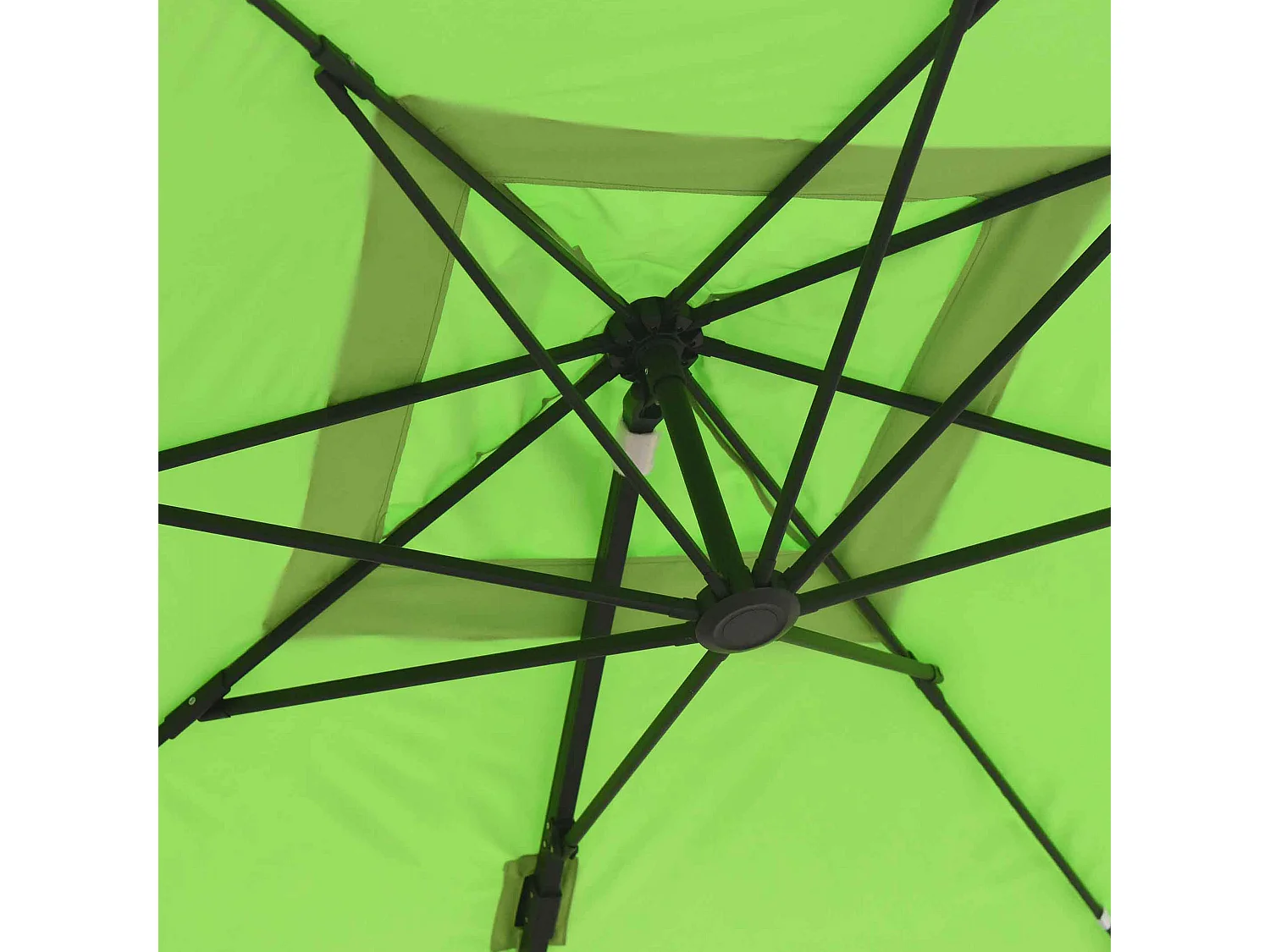 Parasol déporté rotatif 3x3m et 4 dalles à remplir aluminium vert - Malaga