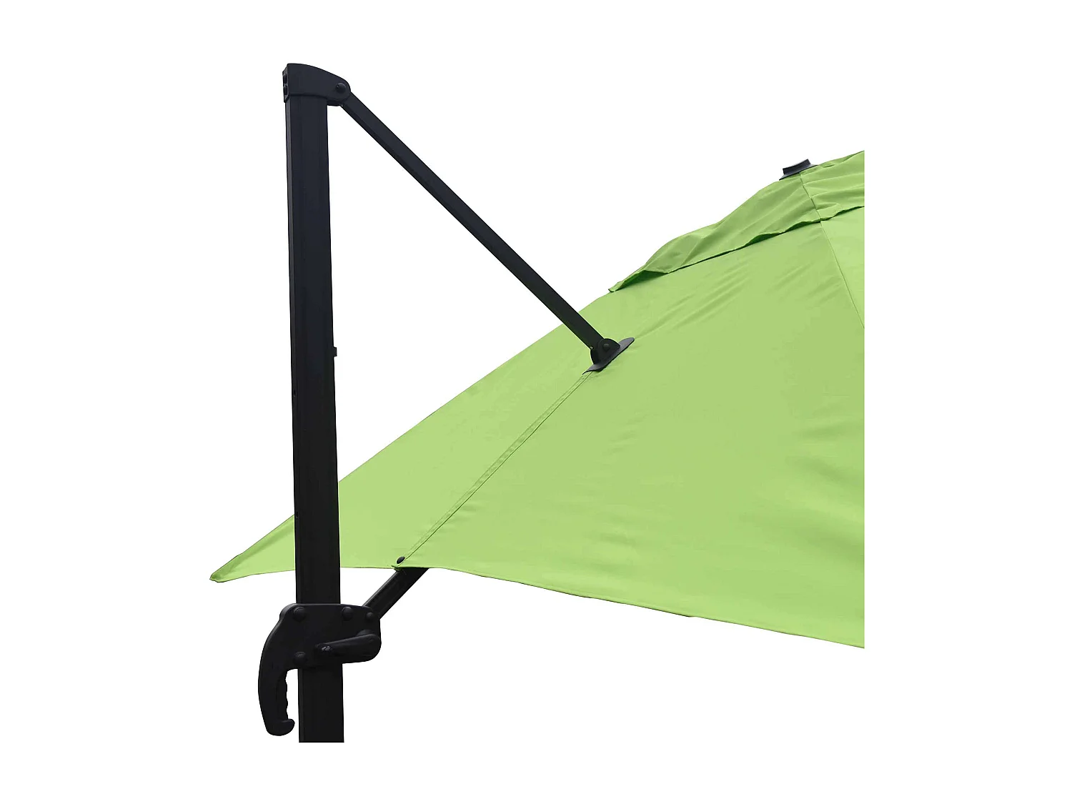 Parasol déporté rotatif 3x3m et 4 dalles à remplir aluminium vert - Malaga