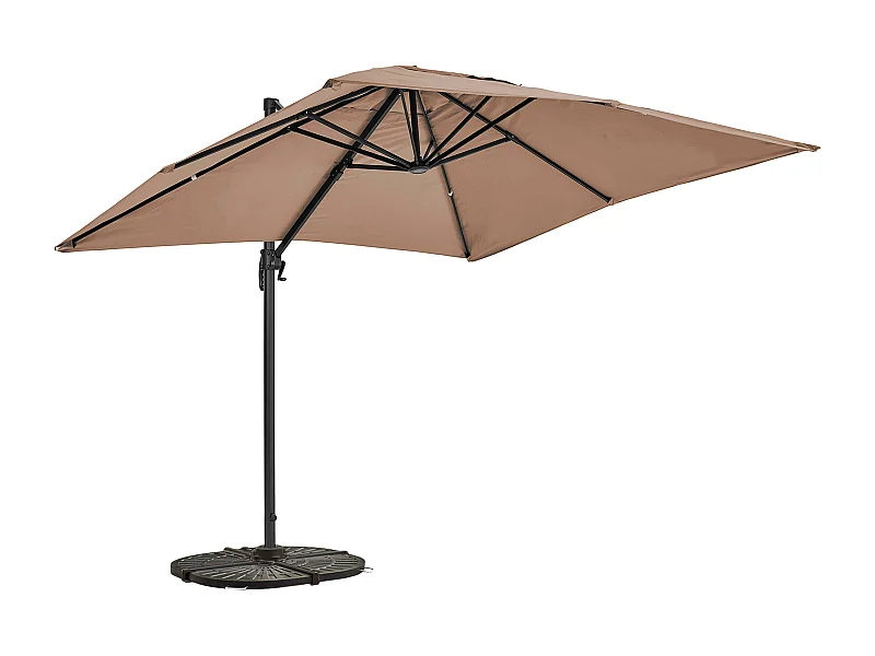 Parasol déporté 2x3 m et 4 dalles lestées aluminium taupe - Amalya