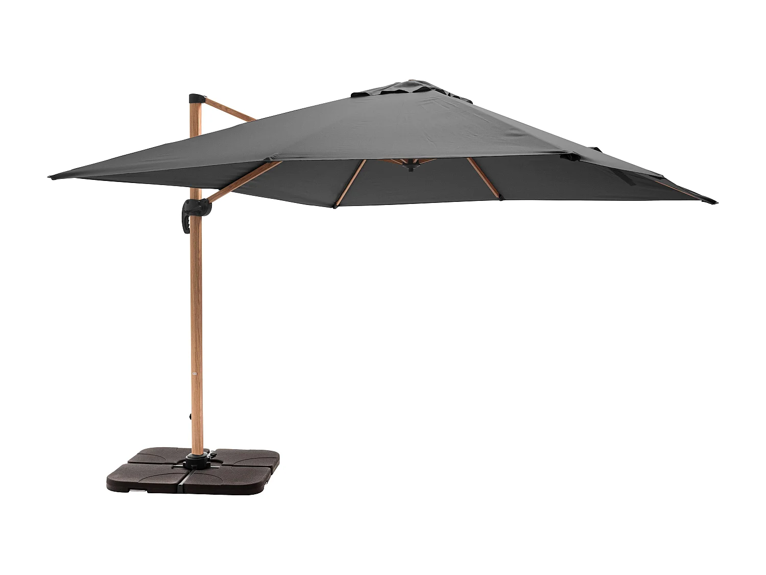 Parasol déporté 3x3m et 4 dalles à remplir effet bois gris - Brescia