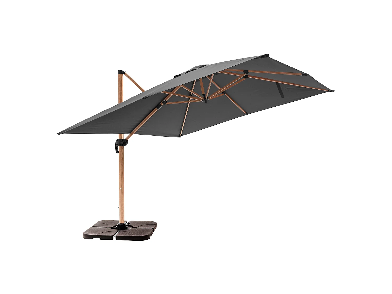 Parasol déporté 3x3m et 4 dalles à remplir effet bois gris - Brescia