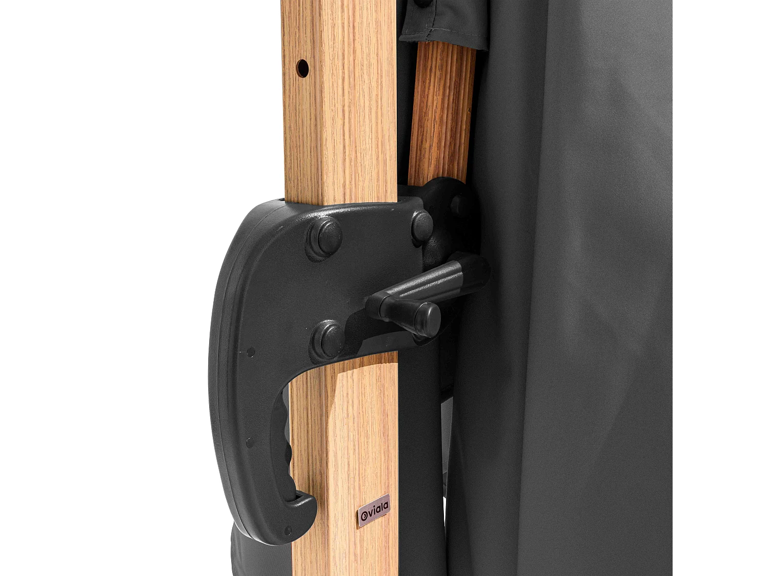 Verstelbaar zonnescherm van 3x3m en 4 grijze houteffect tegels