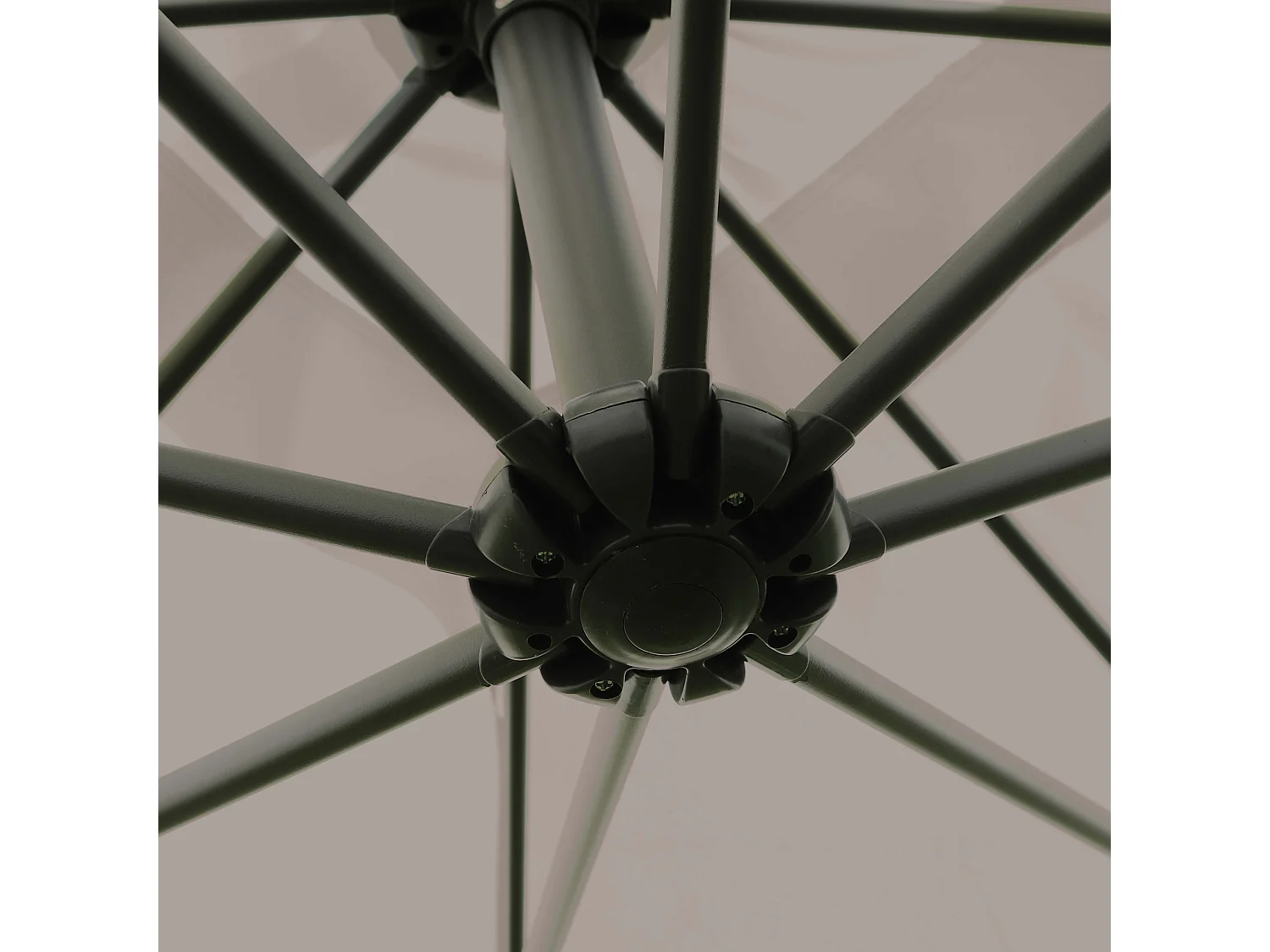 Verstelbare parasol van 3x3m en 4 verzwaarde taupe tegels