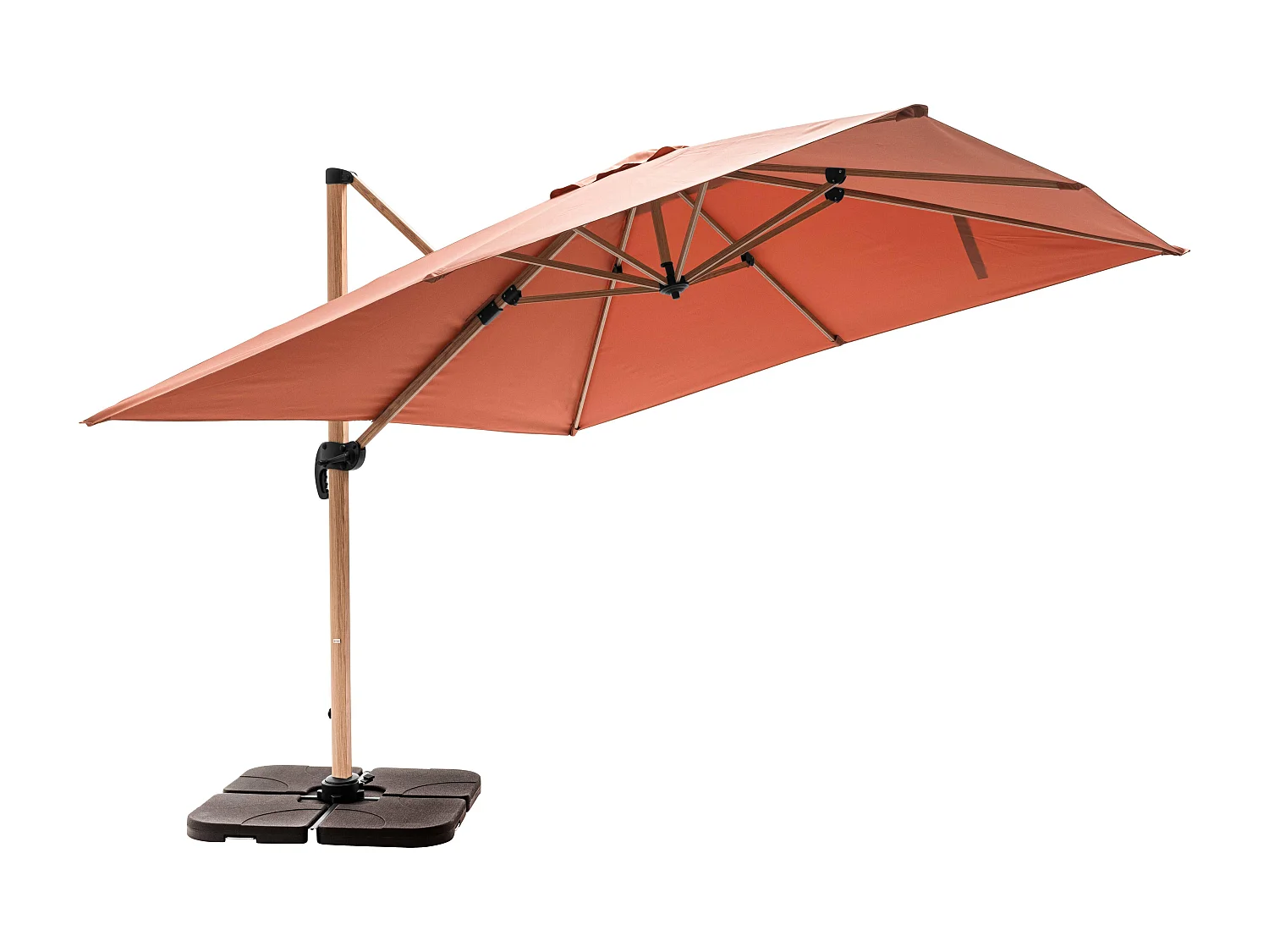 Parasol déporté 3x3m et 4 dalles à remplir effet bois argile - Brescia