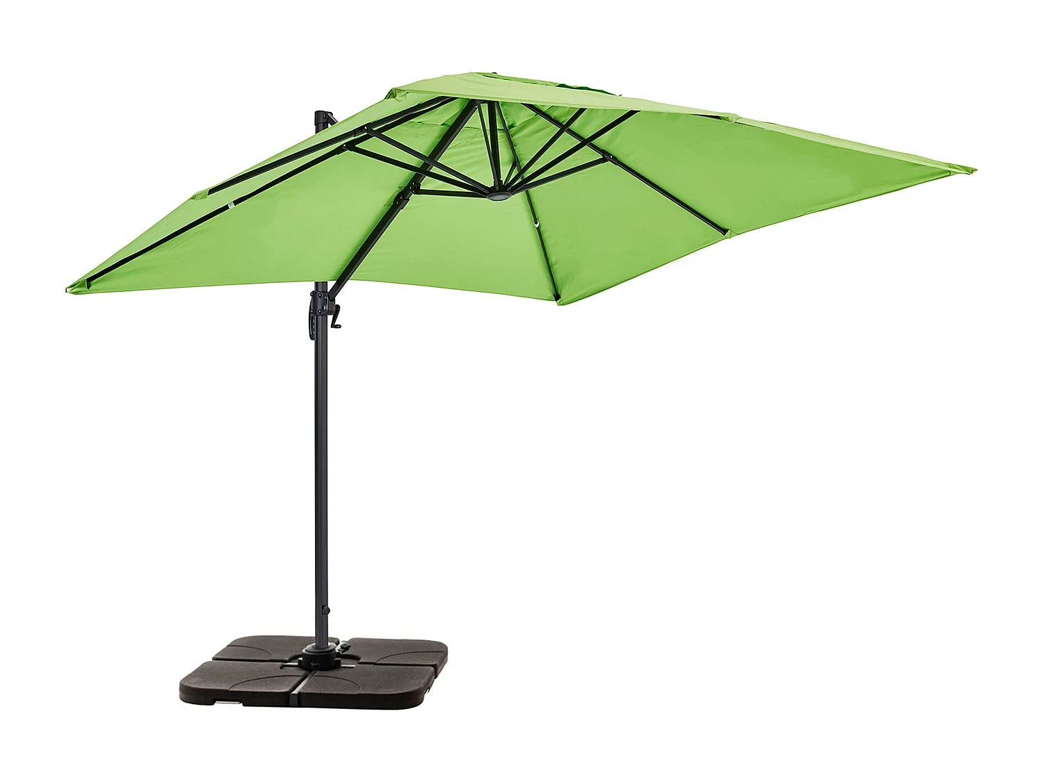 Parasol van 2x3 m en 4 groene tegels om te vullen