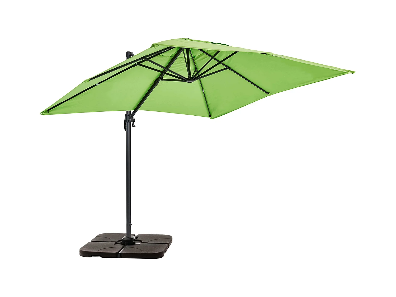 Parasol déporté 2x3 m et 4 dalles à remplir aluminium vert - Amalya