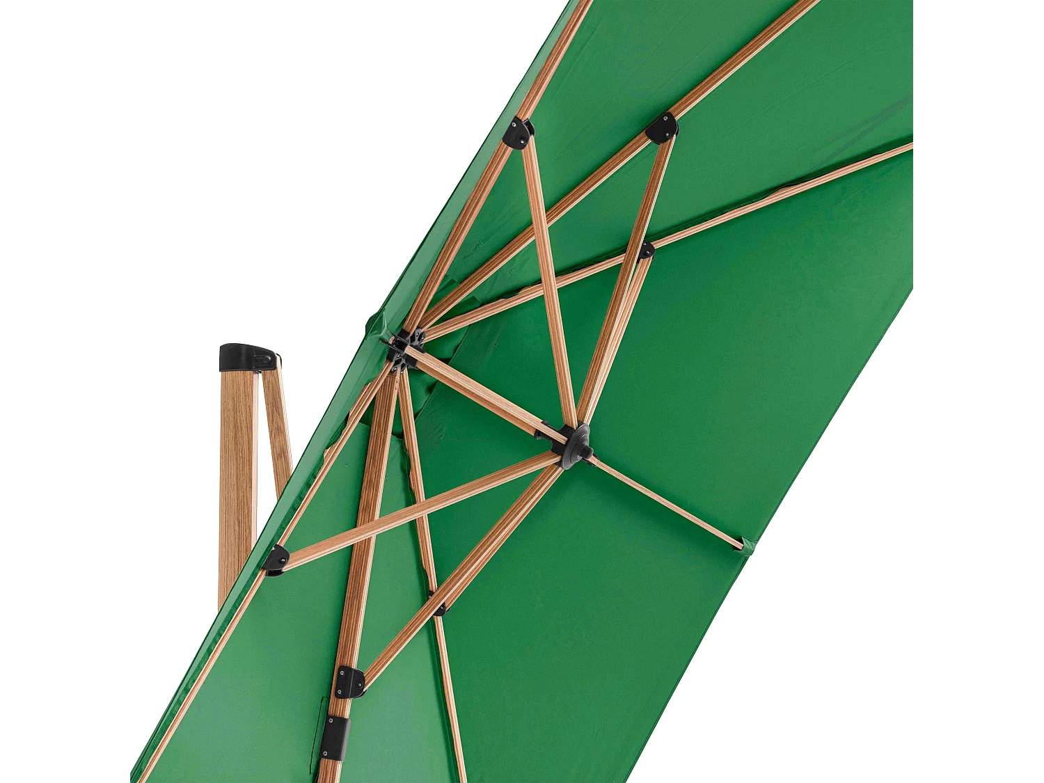 Parasol déporté 3x3m et 4 dalles lestées effet bois vert cactus - Brescia