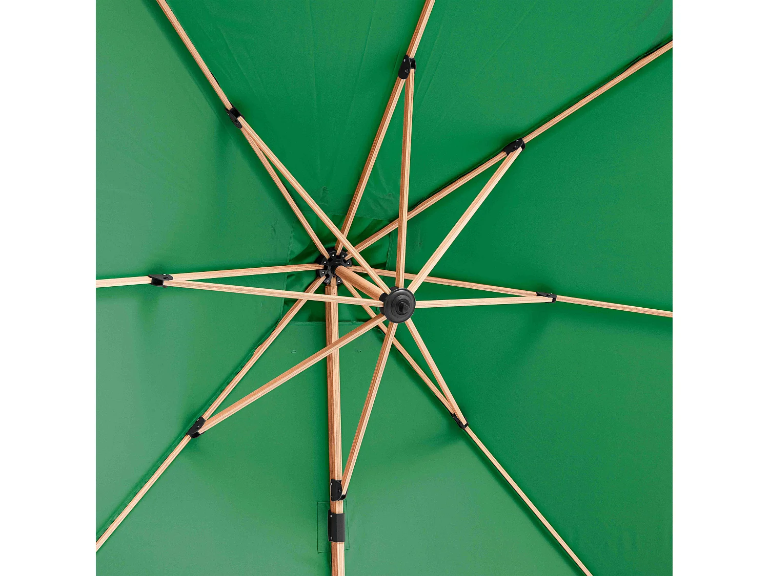 Parasol déporté 3x3m et 4 dalles lestées effet bois vert cactus - Brescia