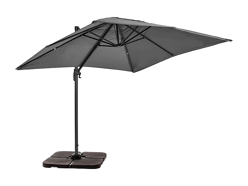 Parasol déporté 2x3 m et 4 dalles à remplir aluminium gris - Amalya