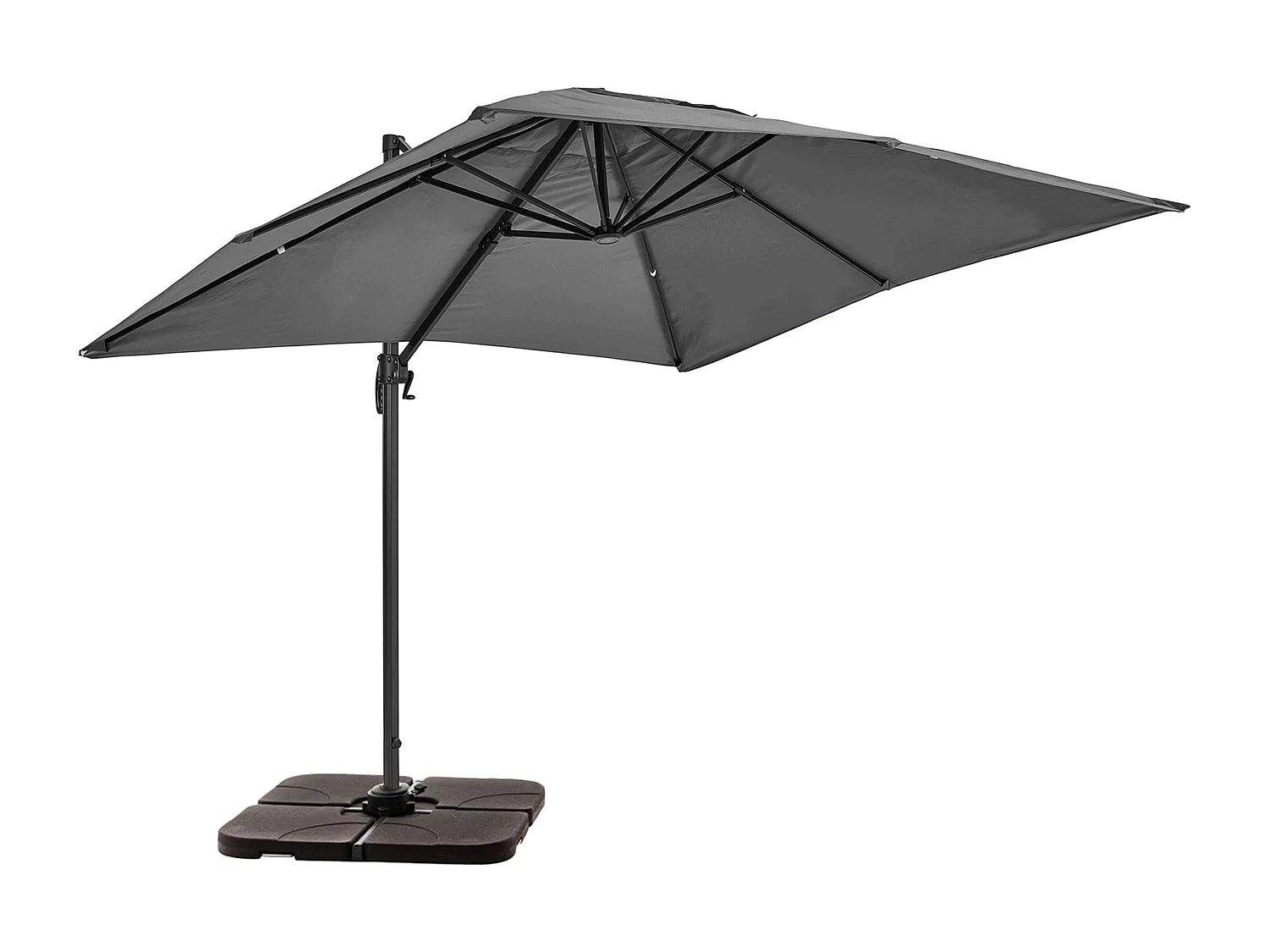 Parasol déporté 2x3 m et 4 dalles à remplir aluminium gris - Amalya