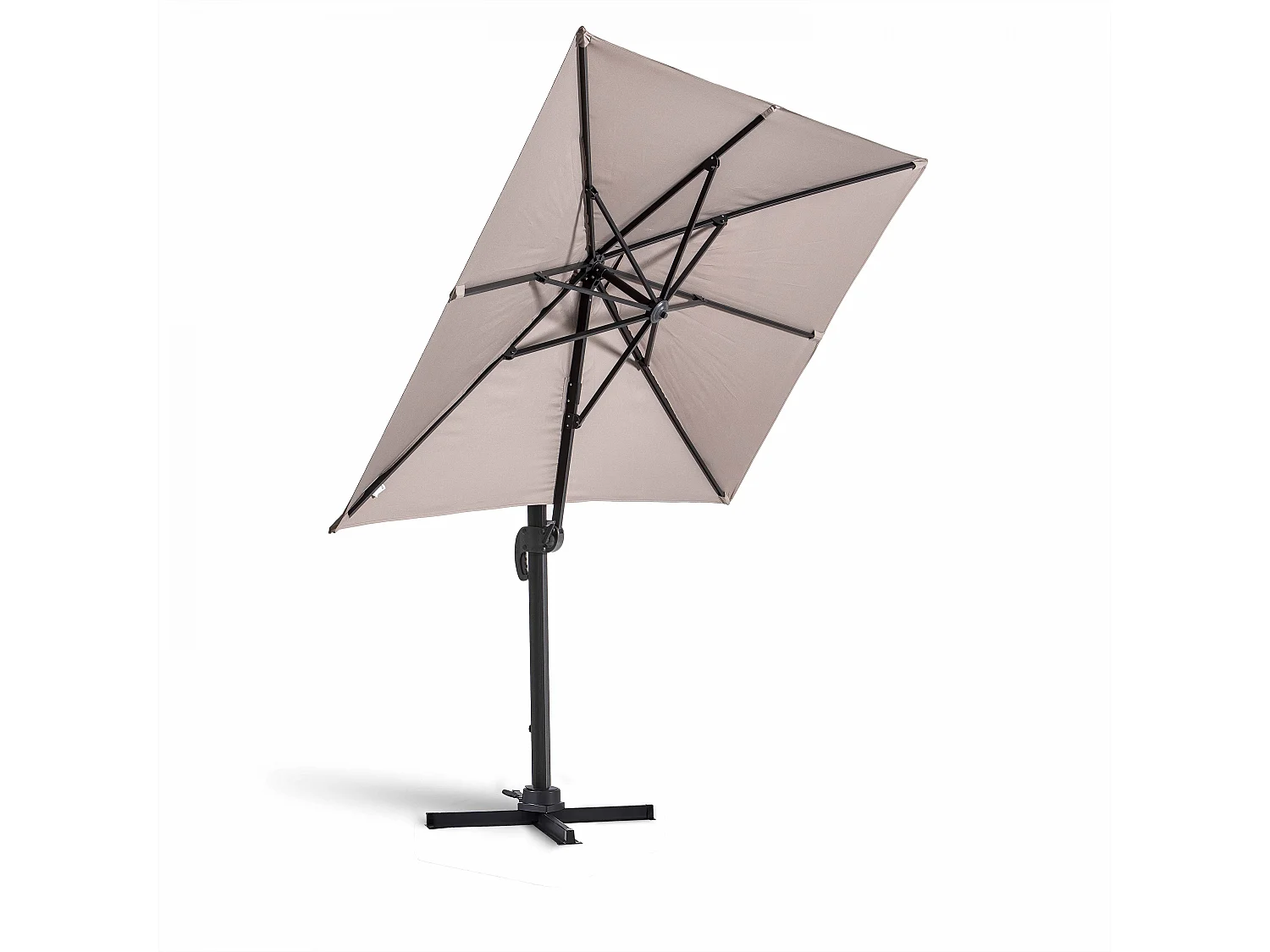 Parasol déporté 2x3 m et 4 dalles à remplir aluminium taupe - Amalya