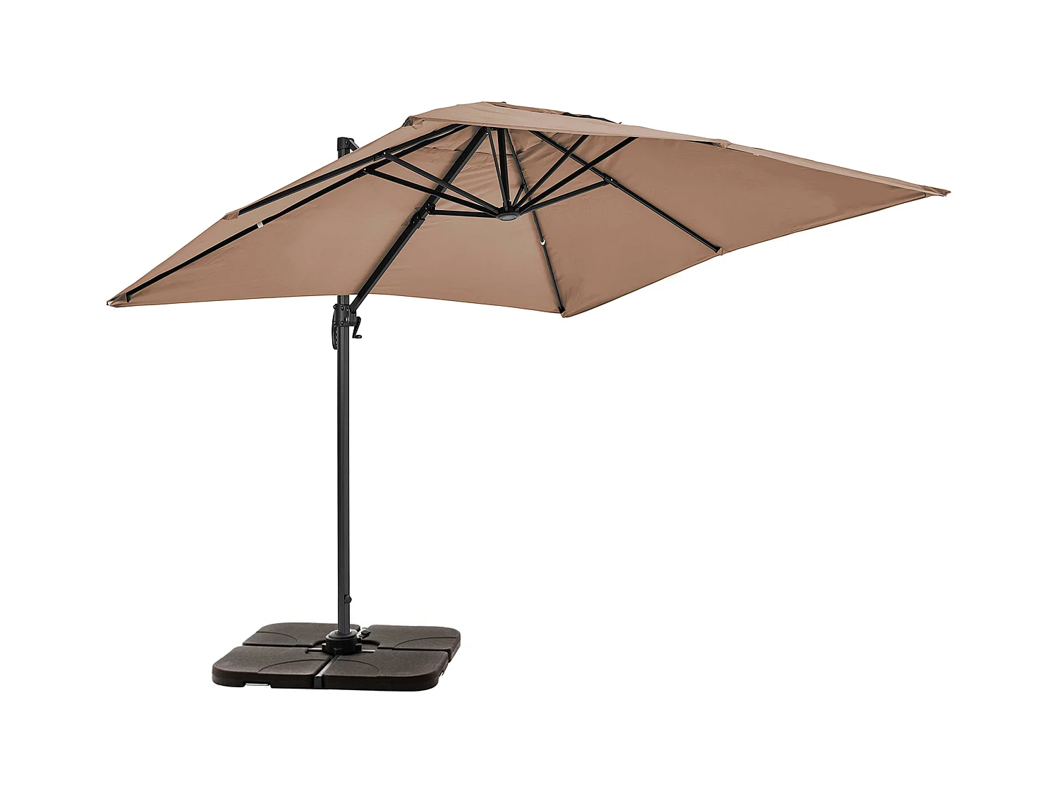 Parasol déporté 2x3 m et 4 dalles à remplir aluminium taupe - Amalya