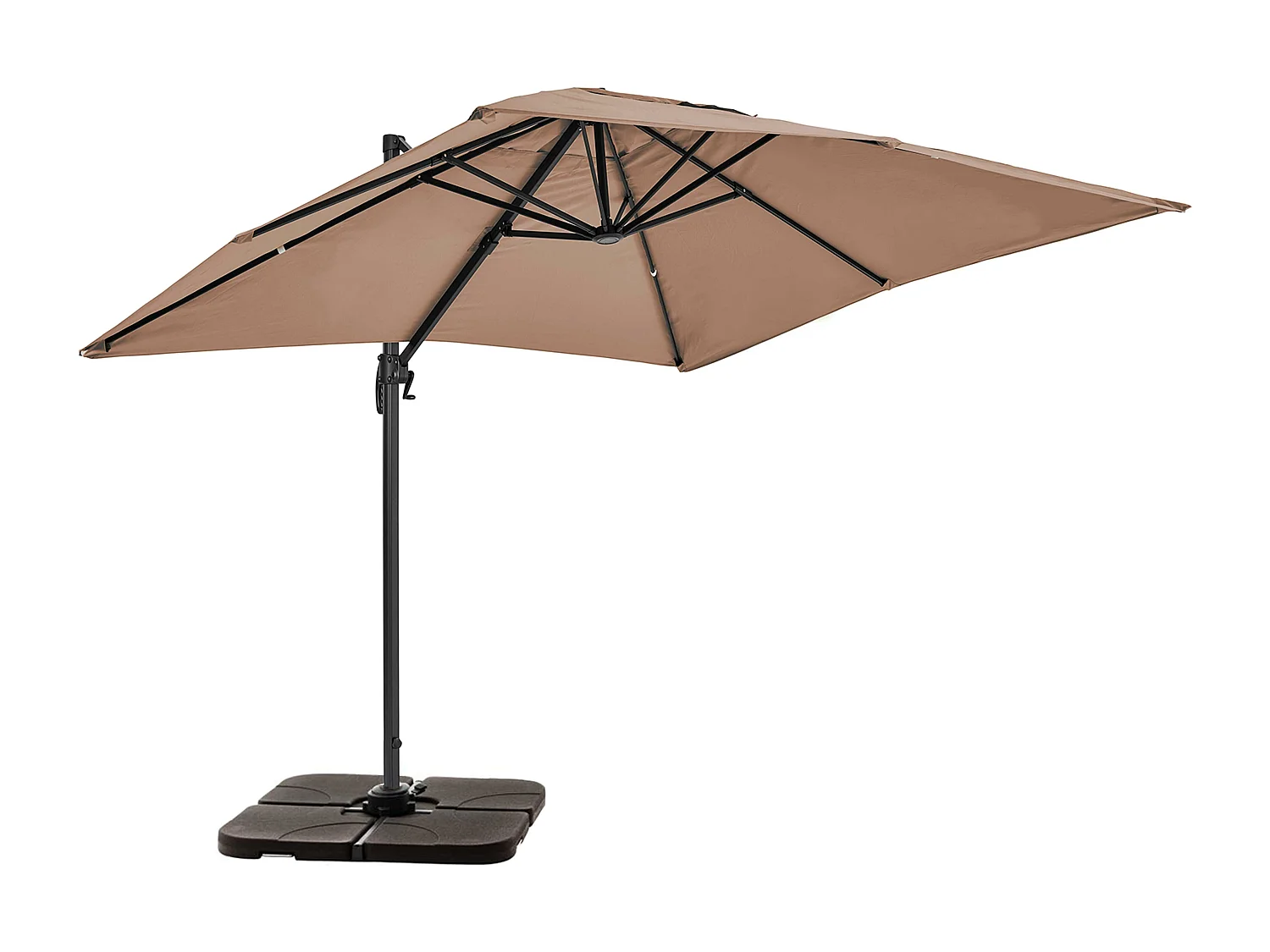 Parasol déporté 2x3 m et 4 dalles à remplir aluminium taupe - Amalya