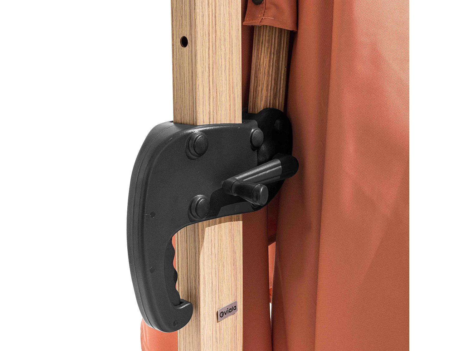 Parasol déporté 3x3m et dalle à lester sur roues effet bois argile - Brescia