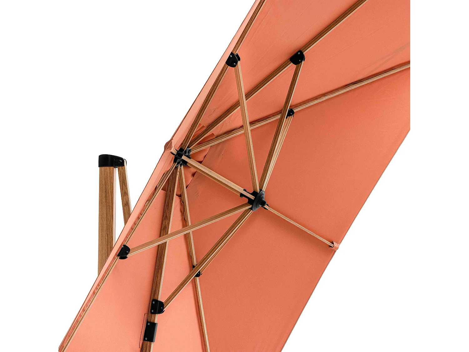 Parasol déporté 3x3m et dalle à lester sur roues effet bois argile - Brescia