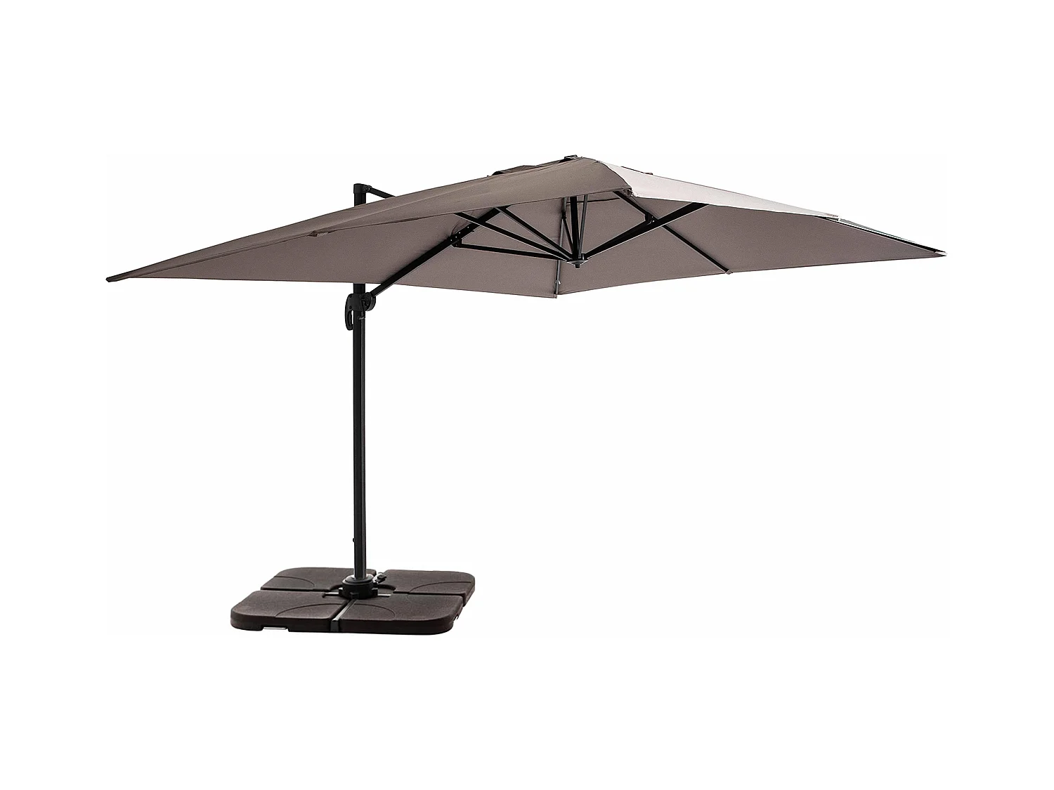 Parasol van 3x4m en 4 te vullen taupekleurige tegels