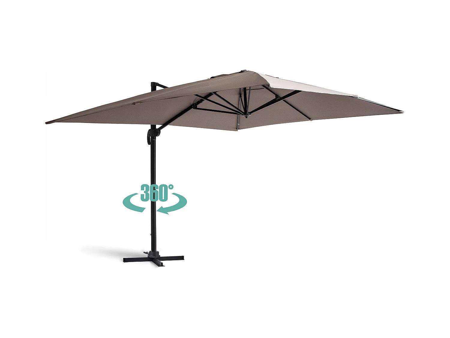 Parasol van 3x4m en 4 te vullen taupekleurige tegels