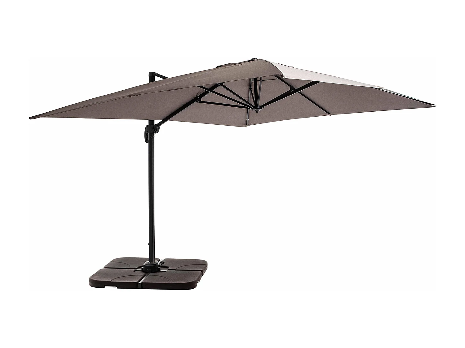 Parasol déporté 3x4m et 4 dalles à remplir aluminium taupe - Caserta