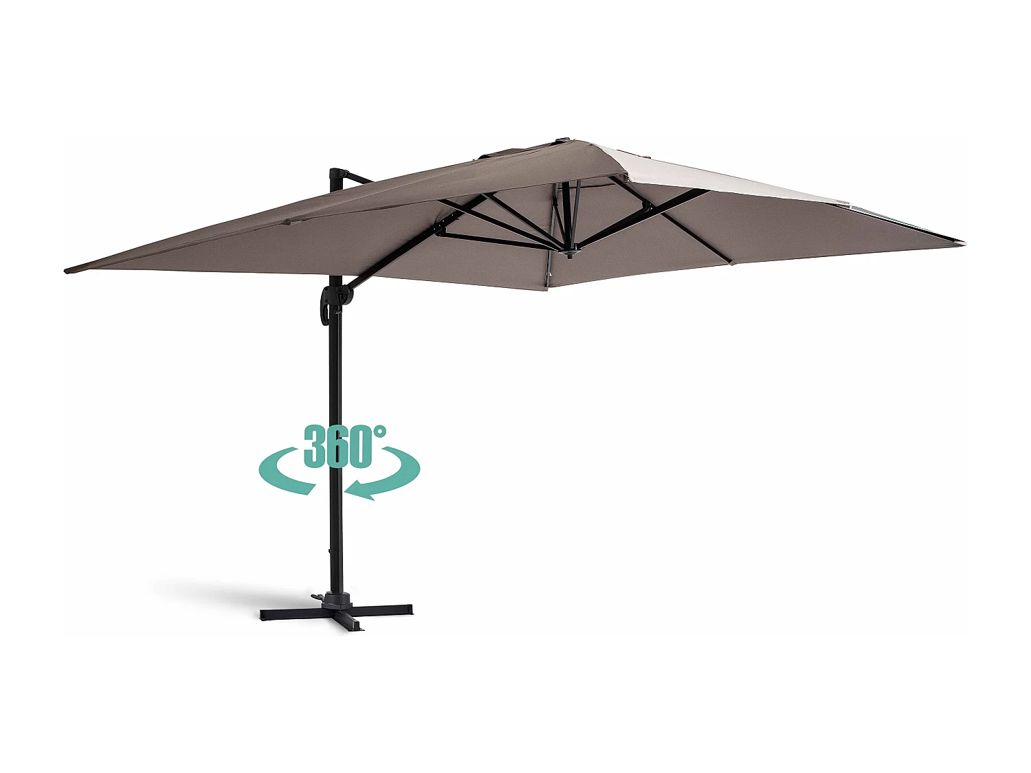 Parasol déporté 3x4m et 4 dalles à remplir aluminium taupe - Caserta