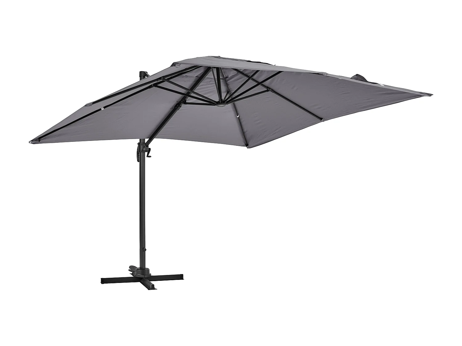 Parasol déporté rotatif 3 x 3m en aluminium gris  - Malaga