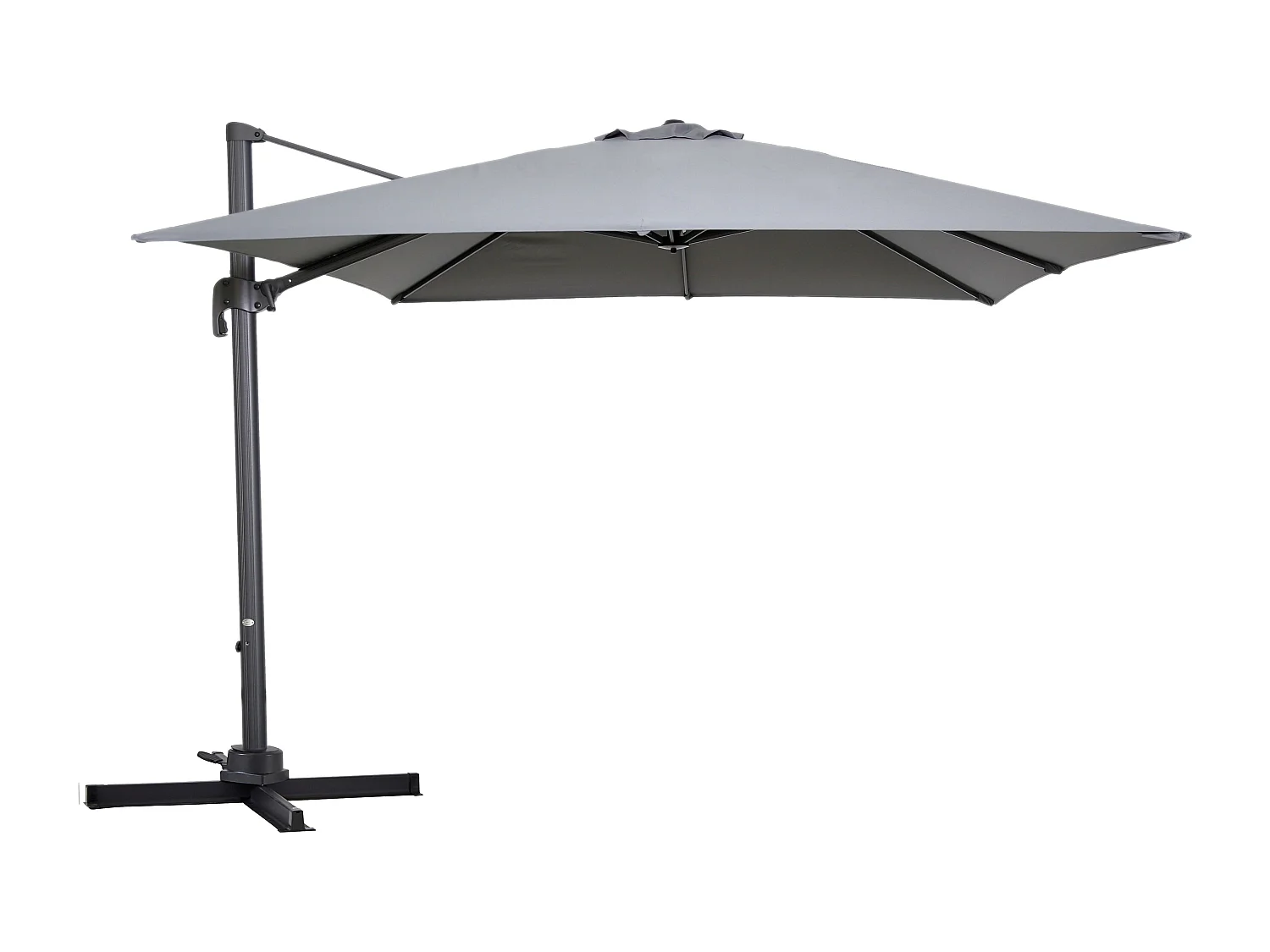 Parasol déporté rotatif 3 x 3m en aluminium gris  - Malaga