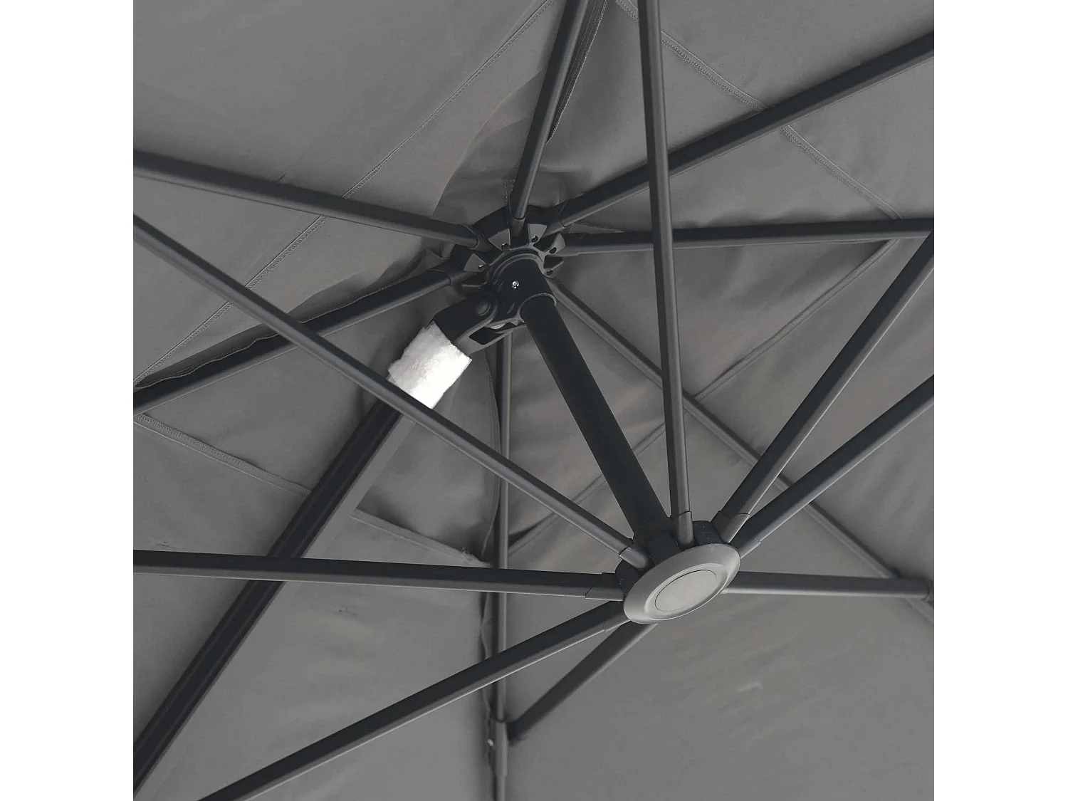 Parasol déporté rotatif 3 x 3m en aluminium gris  - Malaga