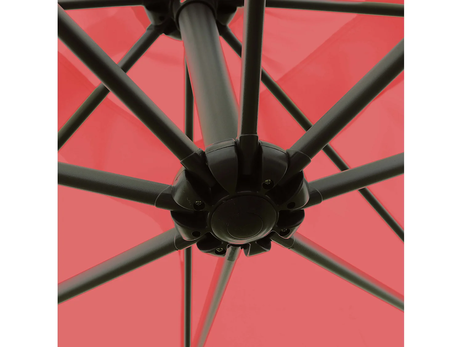 Parasol déporté 3x3m et 4 dalles à remplir acier rouge - Genova