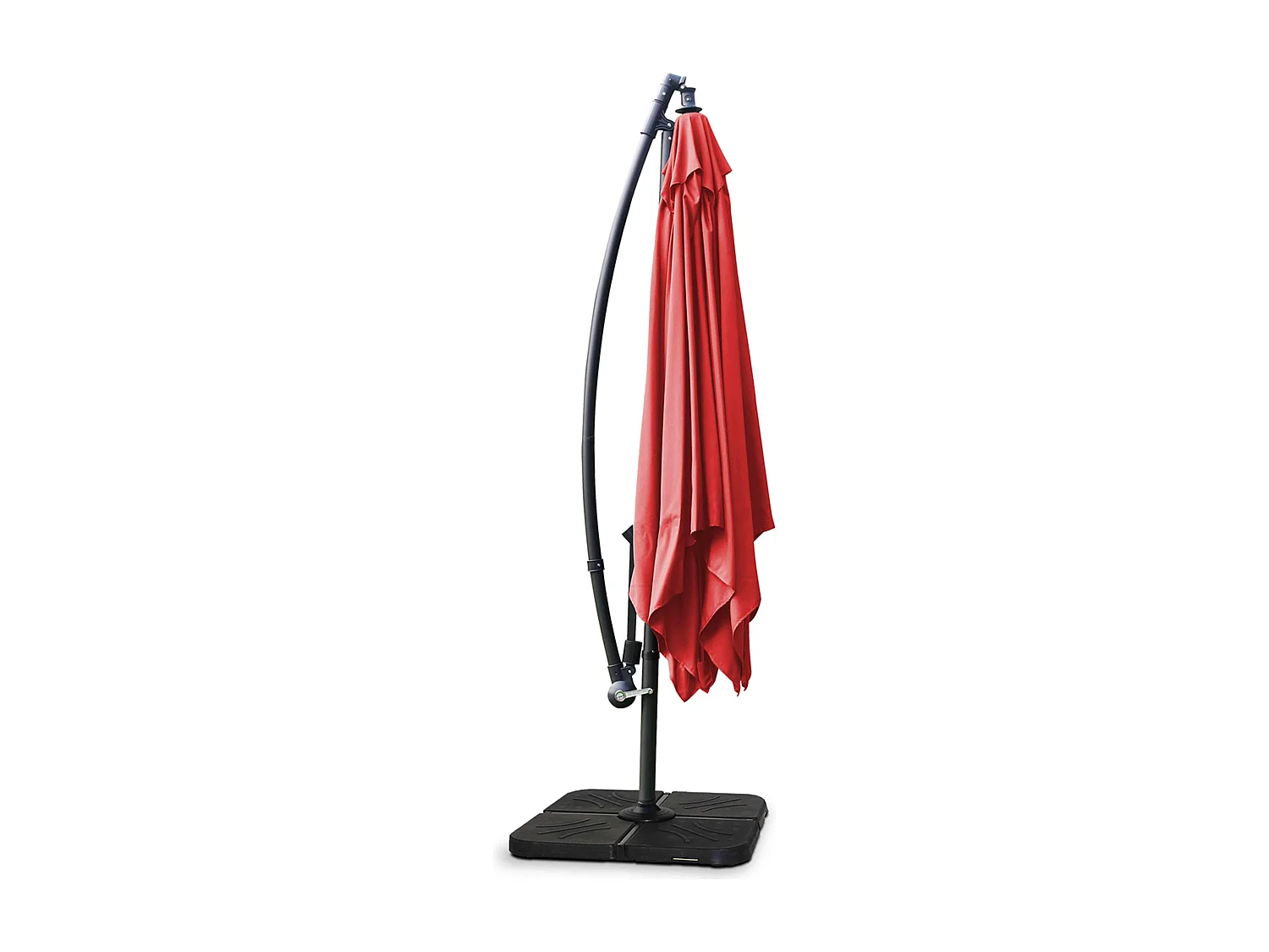 Parasol déporté 3x3m et 4 dalles à remplir acier rouge - Genova