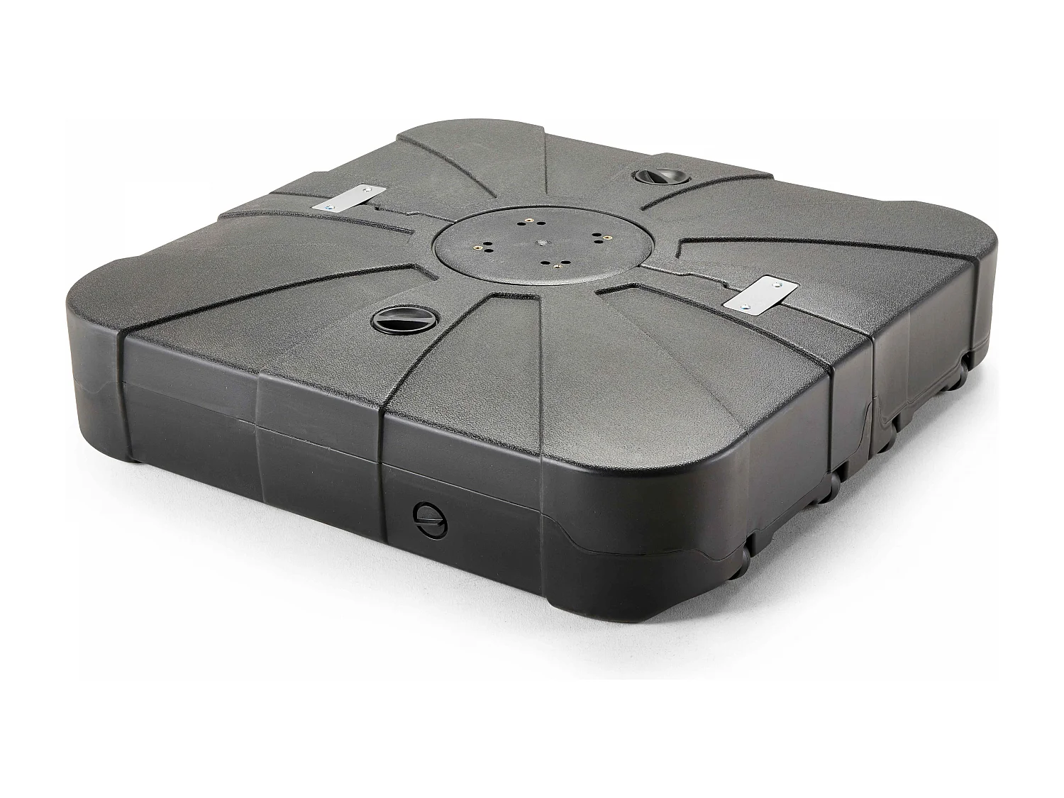 Parasol déporté 2x3 m et dalle à lester sur roues aluminium taupe - Amalya