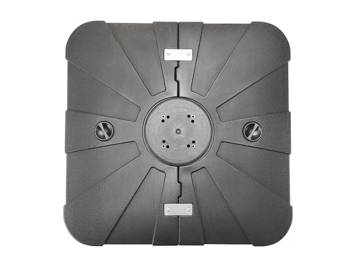 Parasol déporté 2x3 m et dalle à lester sur roues aluminium taupe - Amalya